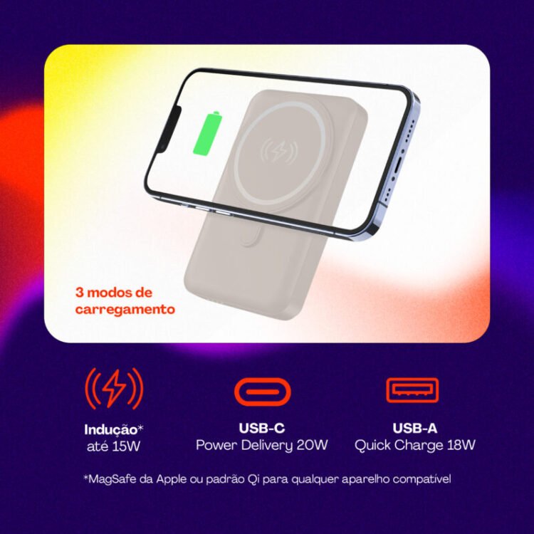 Power Bank por Indução 10.000 mAh com Suporte Dobrável – Off White - Image 6