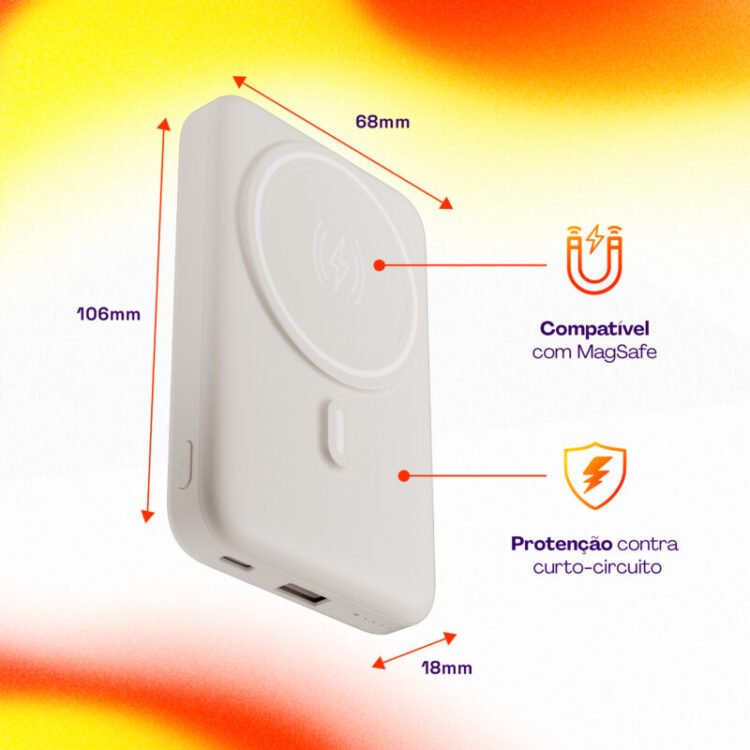 Power Bank por Indução 10.000 mAh com Suporte Dobrável – Off White - Image 4