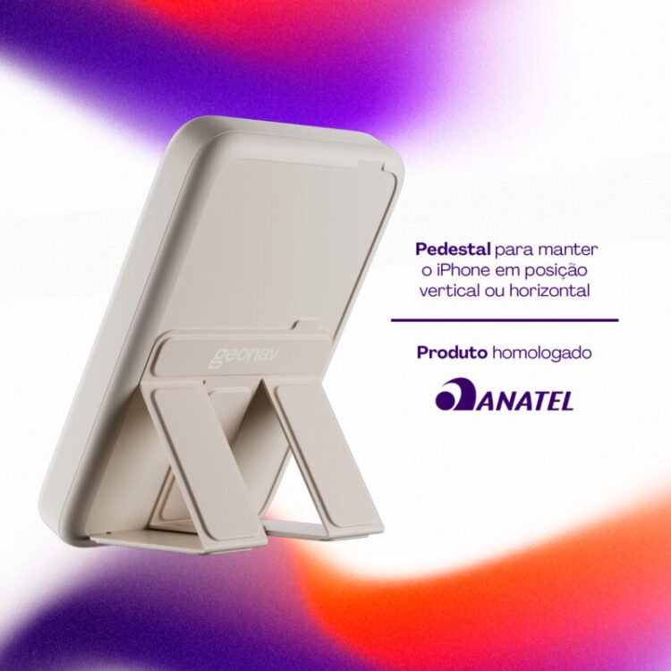 Power Bank por Indução 10.000 mAh com Suporte Dobrável – Off White - Image 2